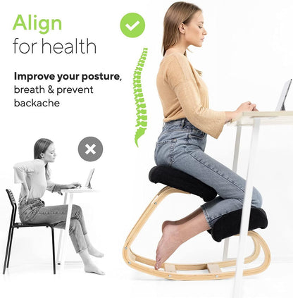 Ergonomic Wooden Kneeling Chair - Ergonomic Rocker Stool for Home and Office