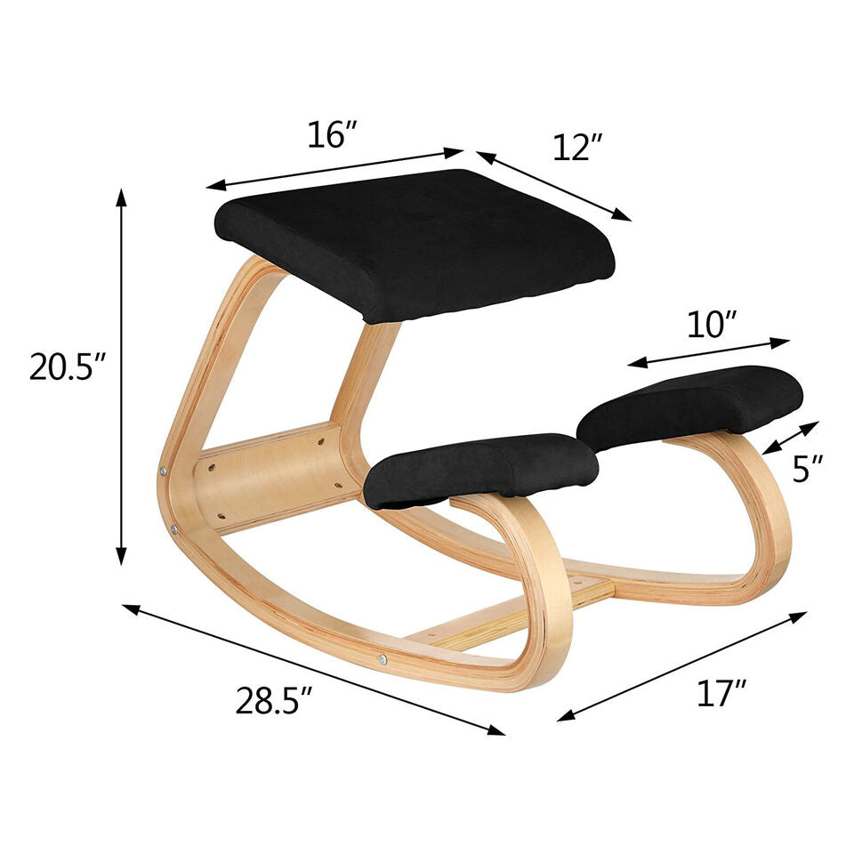 Chaise ergonomique à genoux en bois – Tabouret à bascule ergonomique pour la maison et le bureau